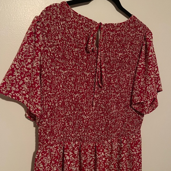 Kranda Round Neck Short Flutter Sleeve Smocked Floral Maxi Dress XXL - Picture 10 of 11